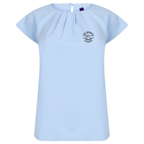 St Anne's Ladies Pleat Short Sleeve Blouse  Thumbnail